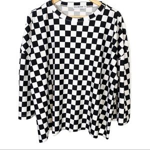 RyeDecker Checkered Oversize Long Sleeve Top Sz 3